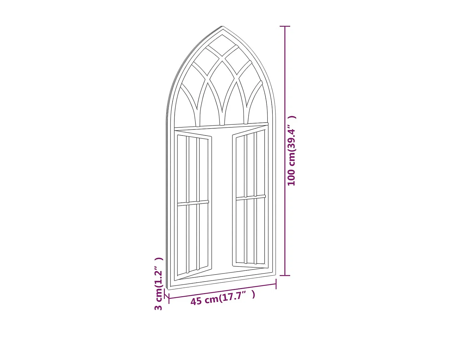 Specchio di sabbia 100x45 cm Ferro per uso interno