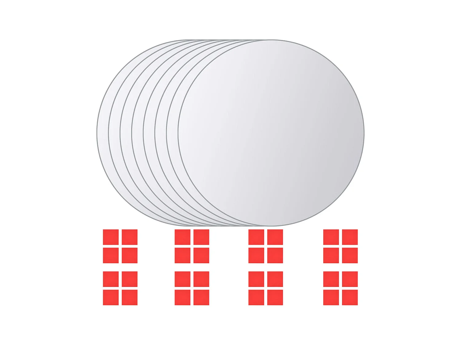 Spiegeltegel 8 stuks rond glas