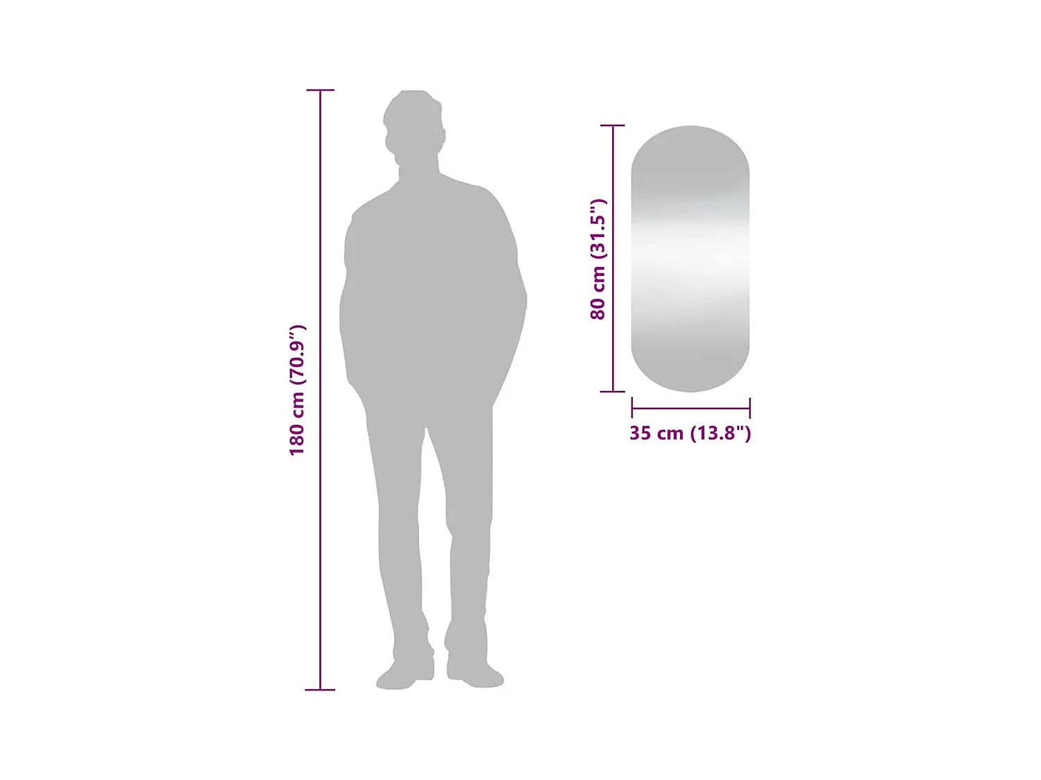 Specchio da parete 35x80 cm Vetro ovale