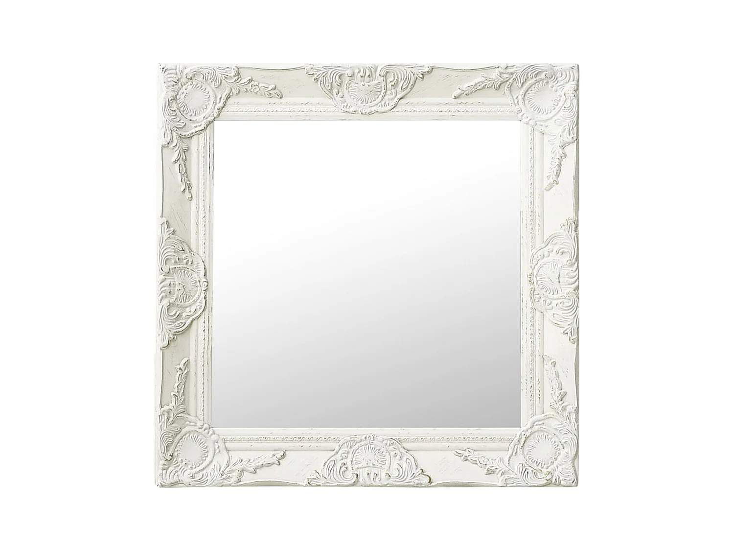 Espejo de pared estilo barroco 50x50 cm Blanco