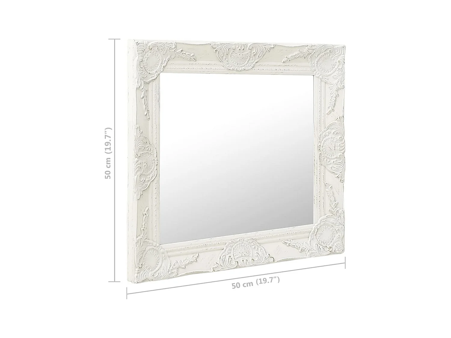 Espejo de pared estilo barroco 50x50 cm Blanco