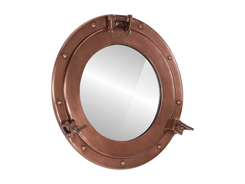 Patrijspoortvormige wandspiegel Ø38 cm aluminium en glas