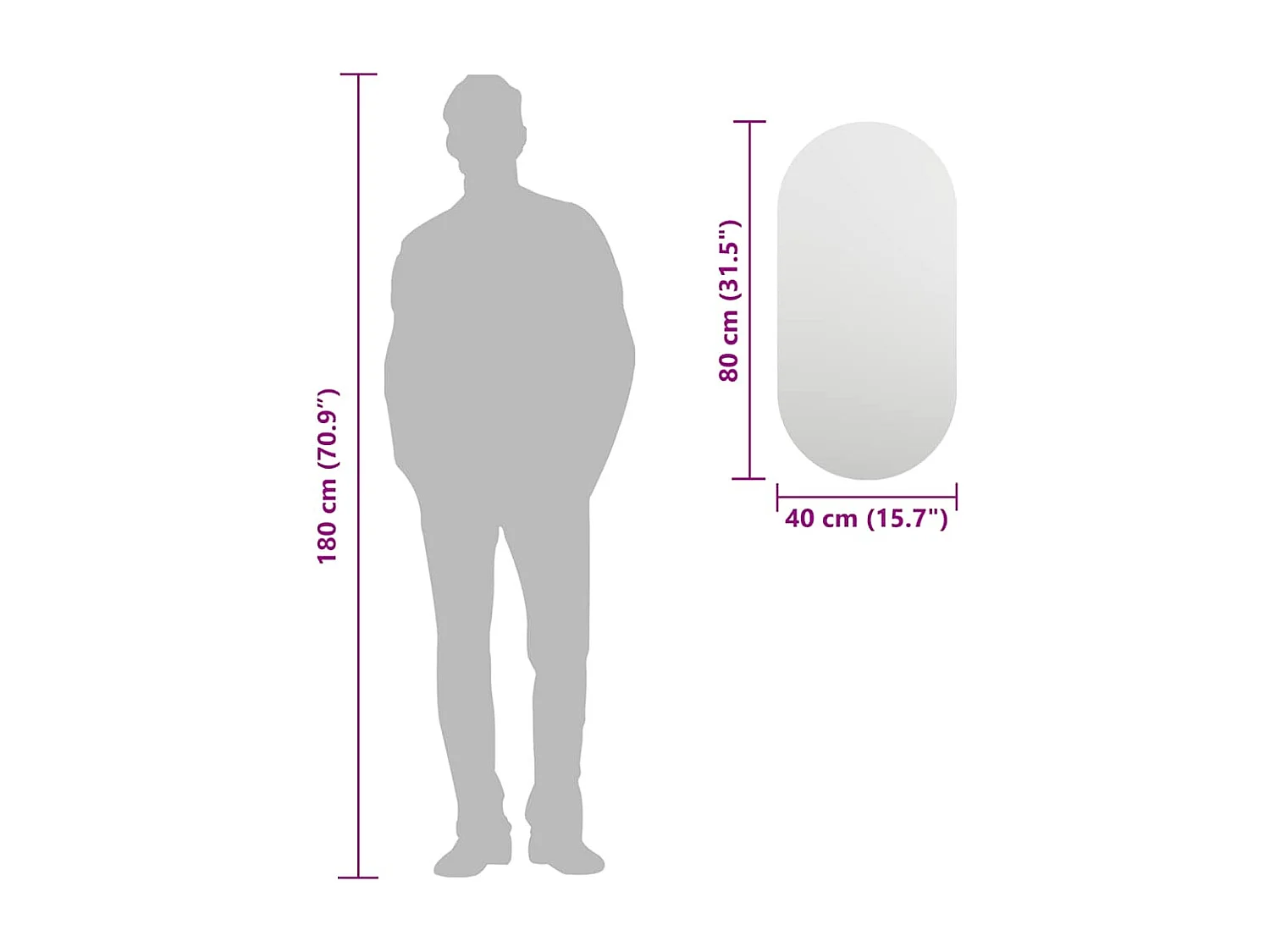 Specchio 80x40 cm Vetro