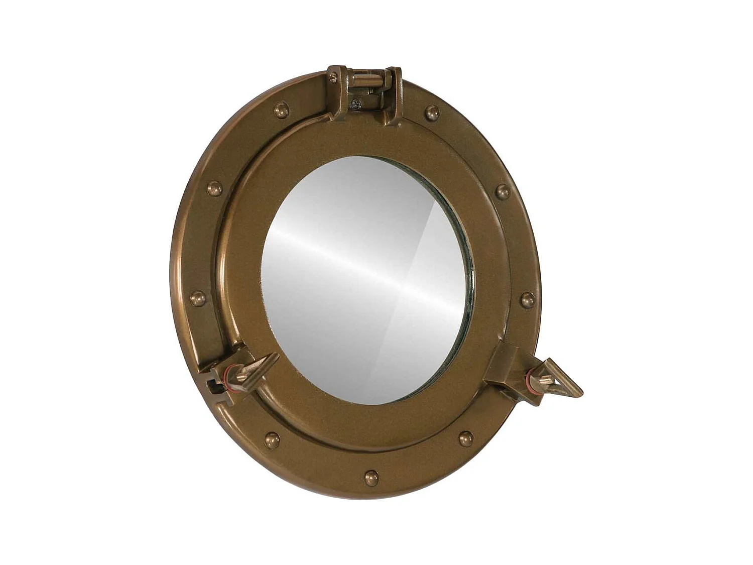 Patrijspoortvormige wandspiegel Ø30 cm aluminium en glas