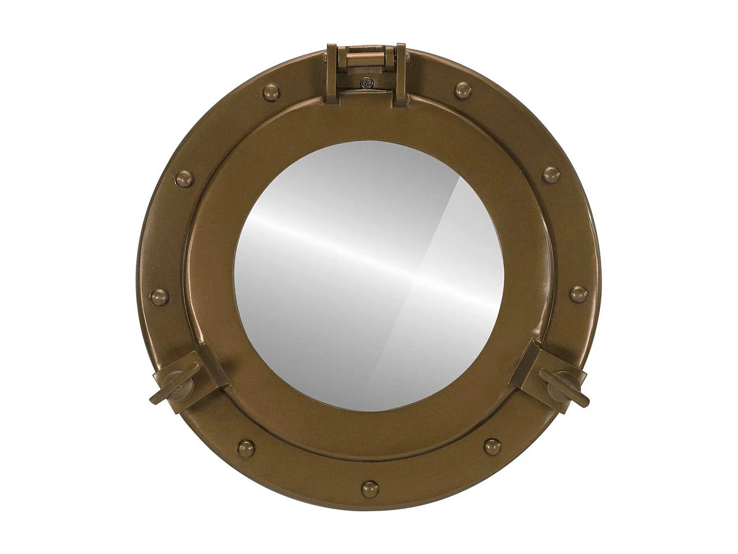 Patrijspoortvormige wandspiegel Ø30 cm aluminium en glas