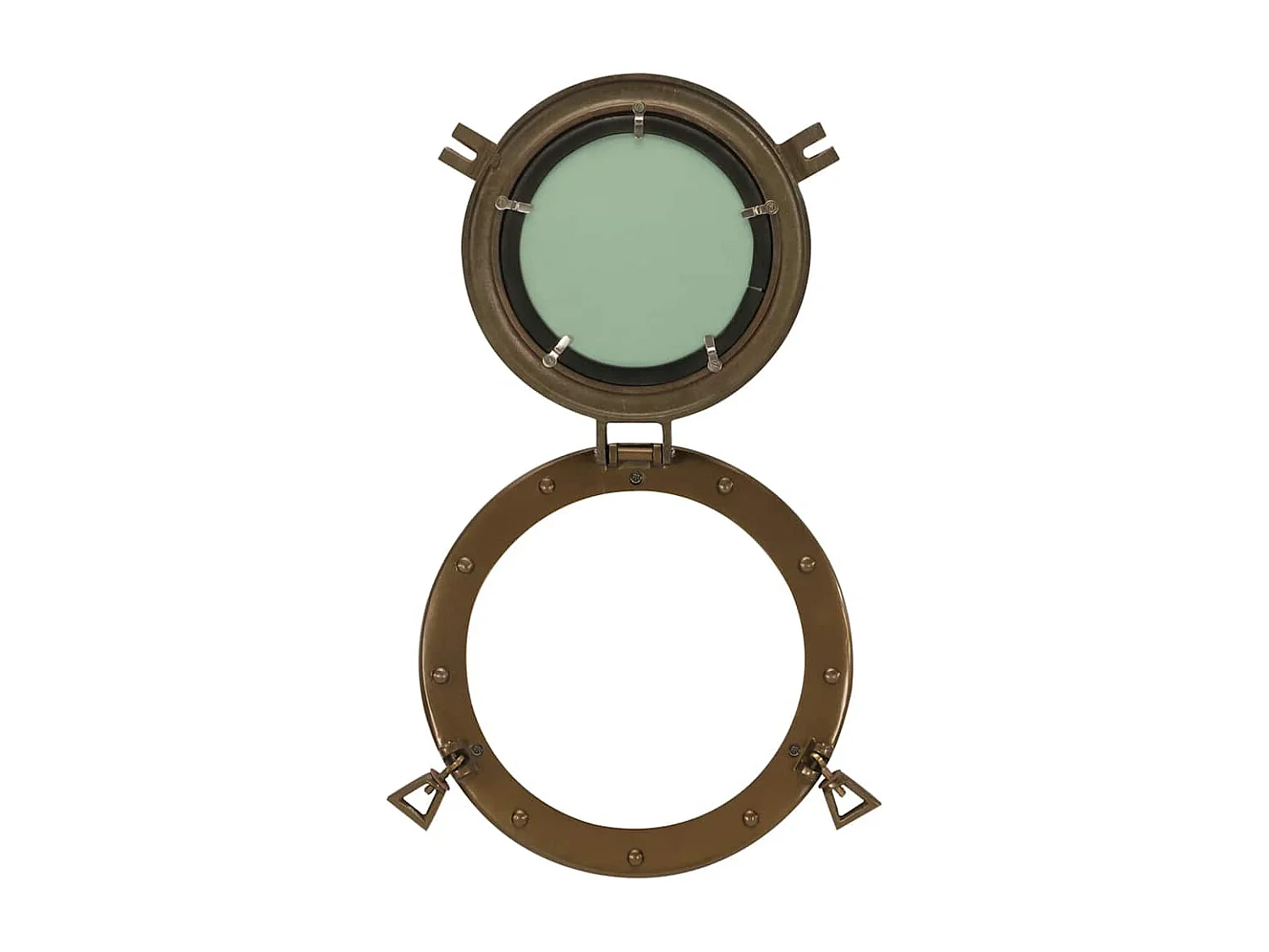 Patrijspoortvormige wandspiegel Ø30 cm aluminium en glas