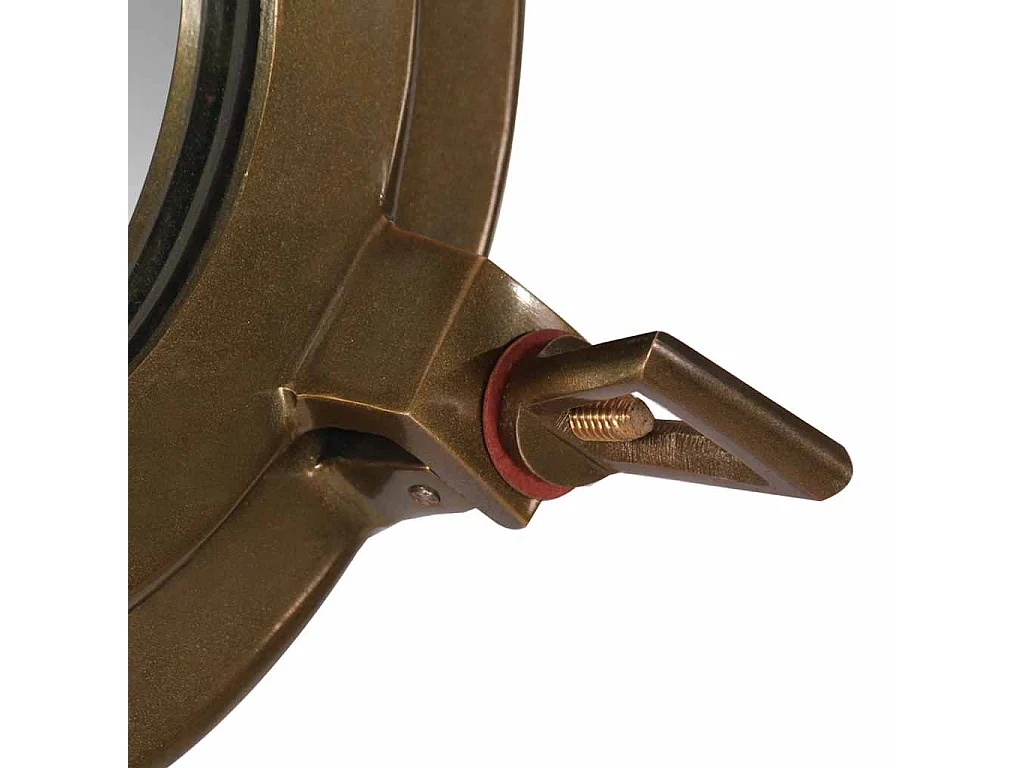 Patrijspoortvormige wandspiegel Ø30 cm aluminium en glas