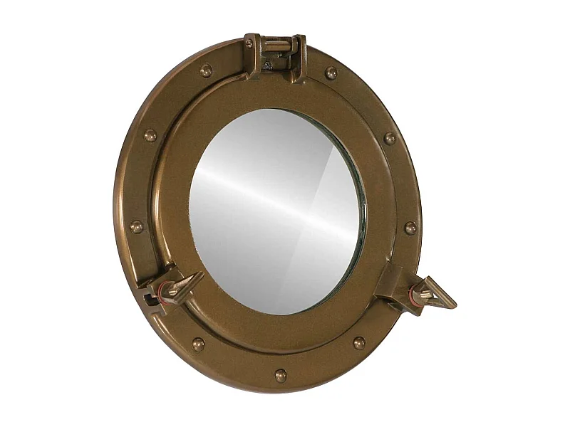 Patrijspoortvormige wandspiegel Ø30 cm aluminium en glas