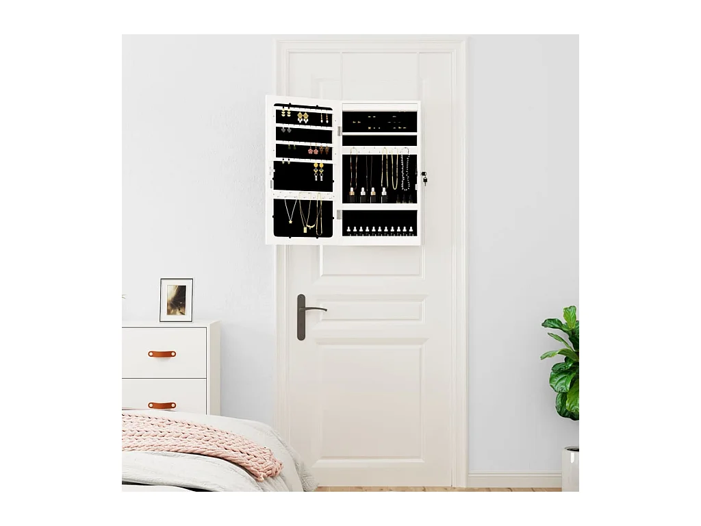 Mobile portagioielli con specchio e illuminazione a LED bianca sulla parete