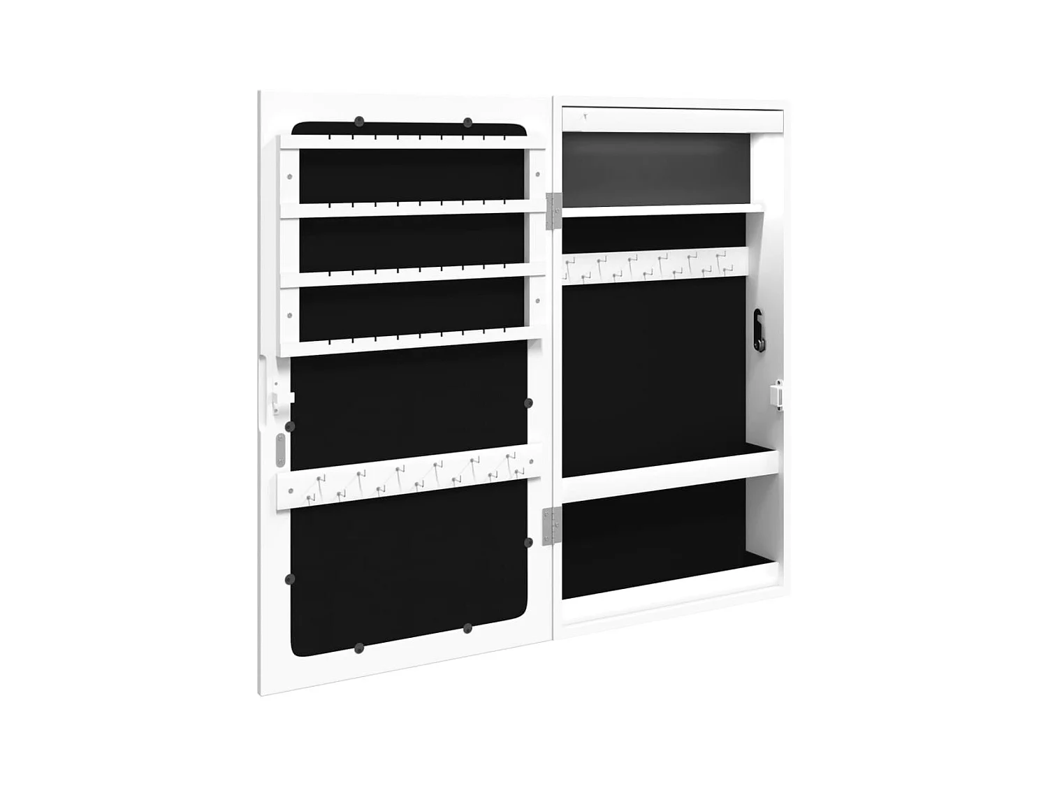 Mobile portagioielli con specchio e illuminazione a LED bianca sulla parete