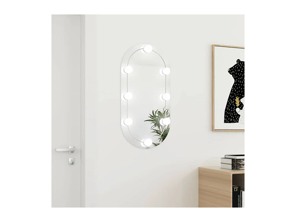 Spiegel met LED-verlichting 80x40 cm Ovaal Glas