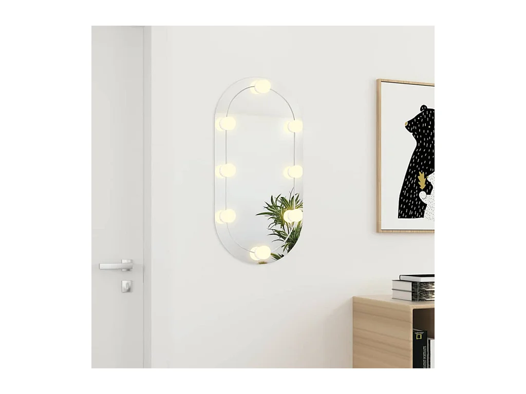 Spiegel met LED-verlichting 80x40 cm Ovaal Glas