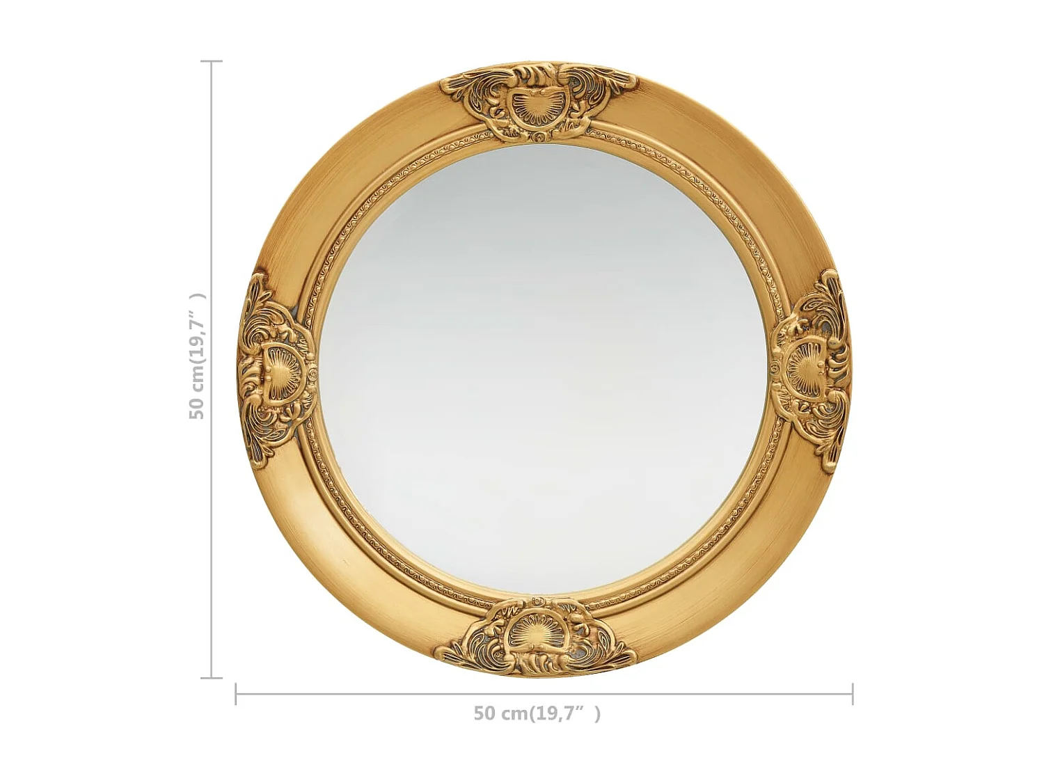 Espejo de pared estilo barroco 50 cm Dorado