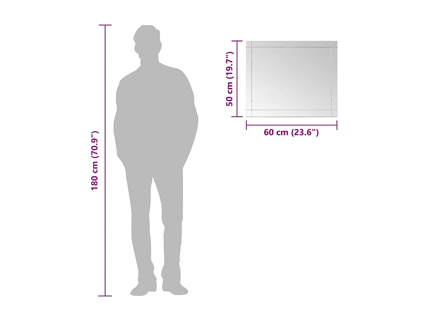 Specchio da parete 60x50 cm Vetro