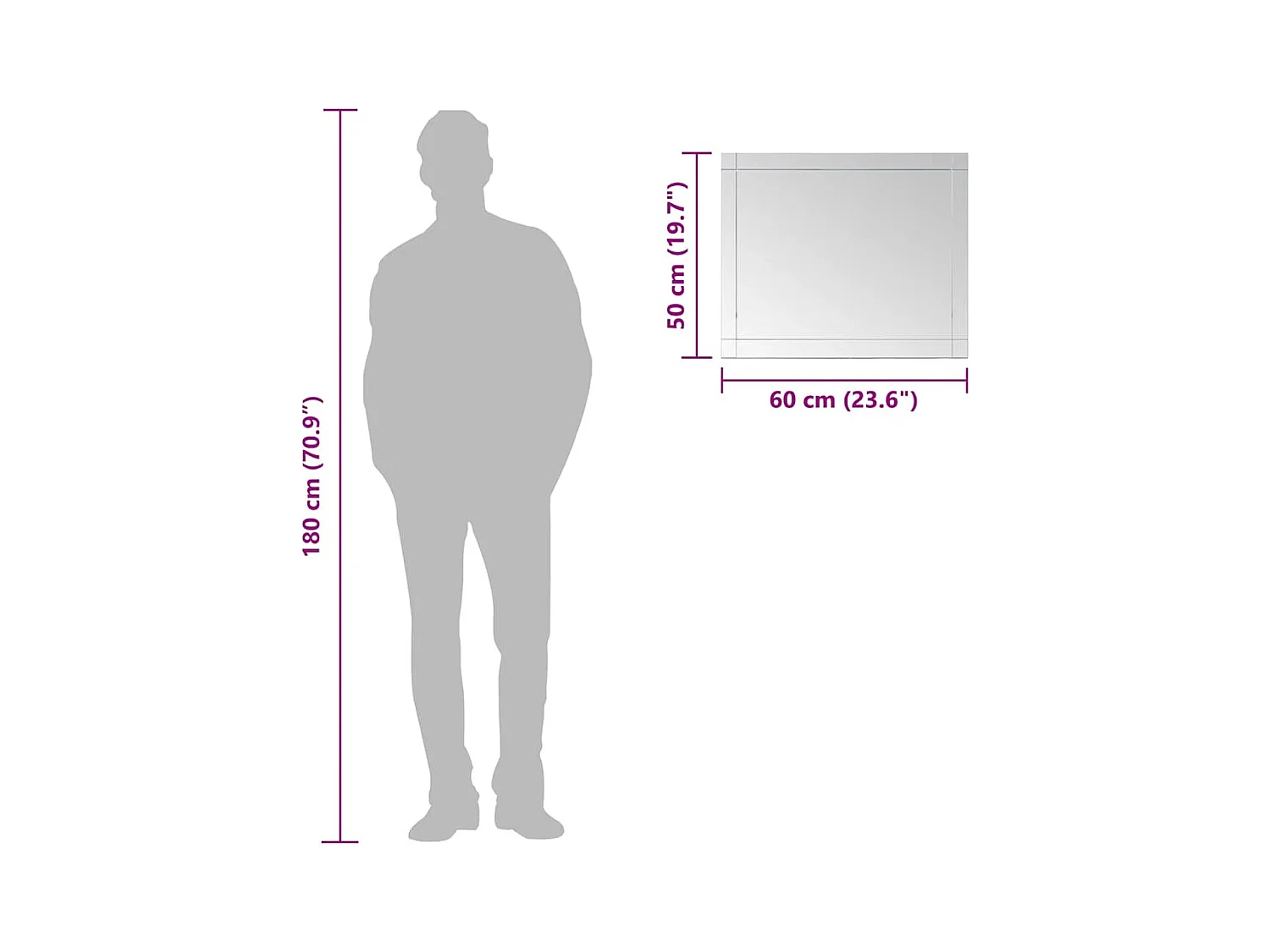 Specchio da parete 60x50 cm Vetro