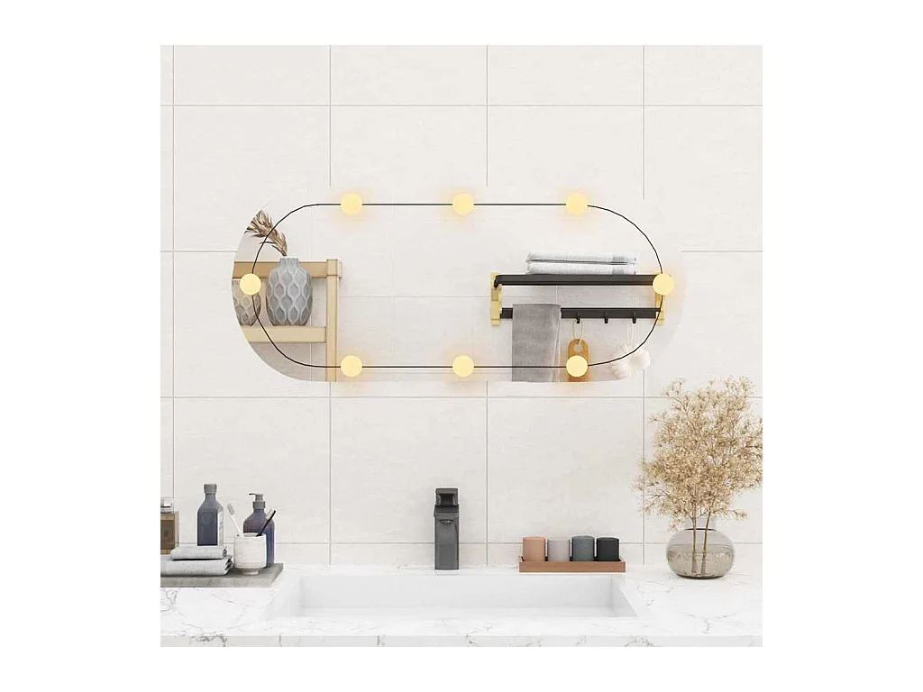 Specchio da parete con luci LED 35x80 cm vetro ovale