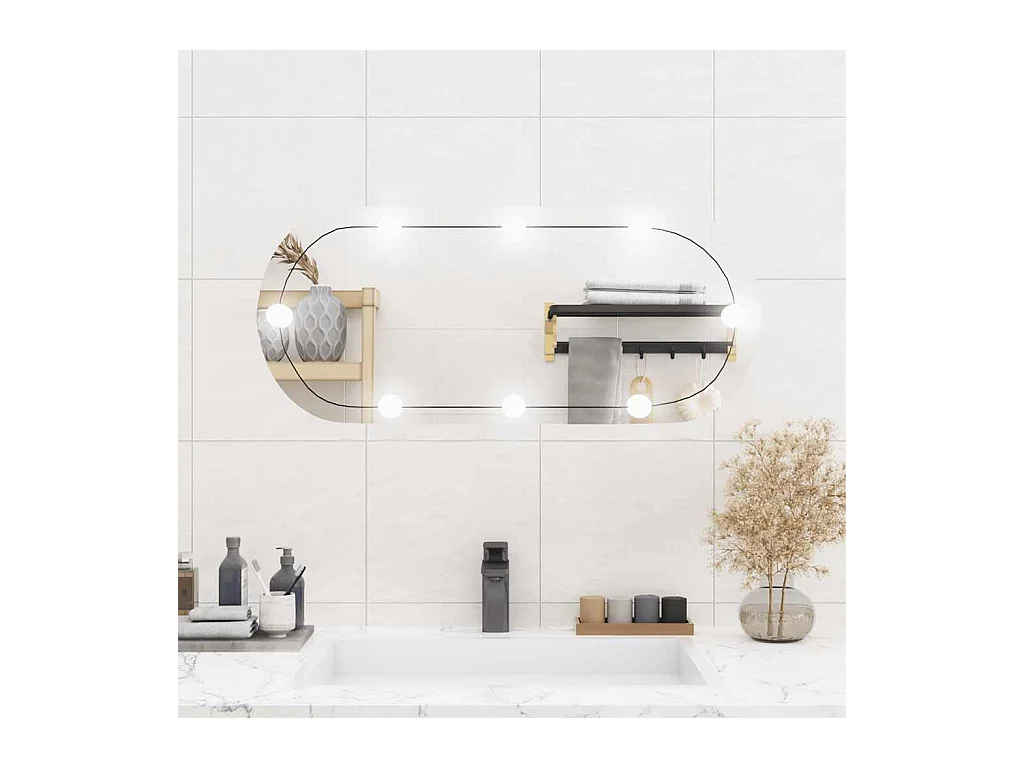 Wandspiegel met LED-verlichting 35x80 cm ovaal glas
