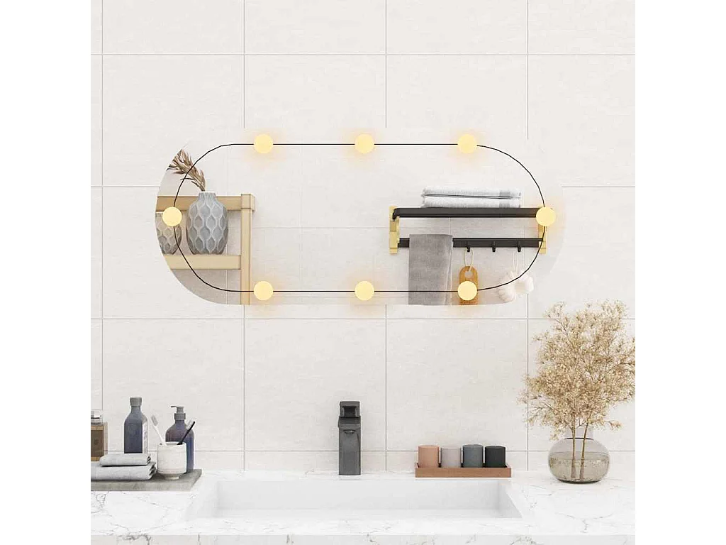 Specchio da parete con luci LED 35x80 cm vetro ovale