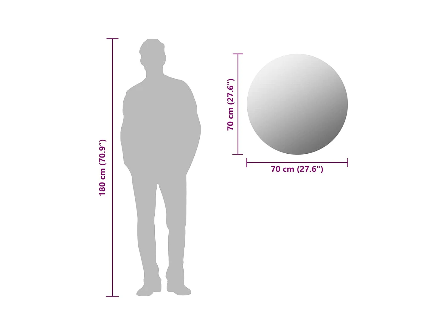 70 cm ronde glazen wandspiegel