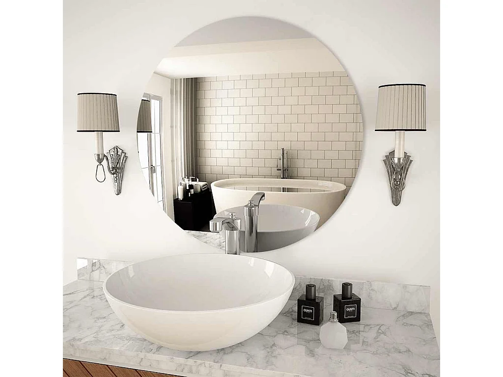 Espejo de pared redondo de cristal de 70 cm