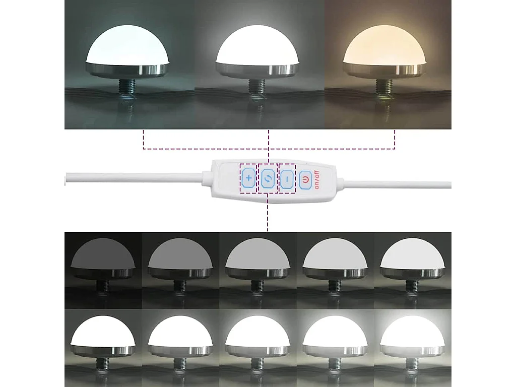 Kosmetikspiegel mit LED-Beleuchtung Weiß 100 x 45 x 18 cm