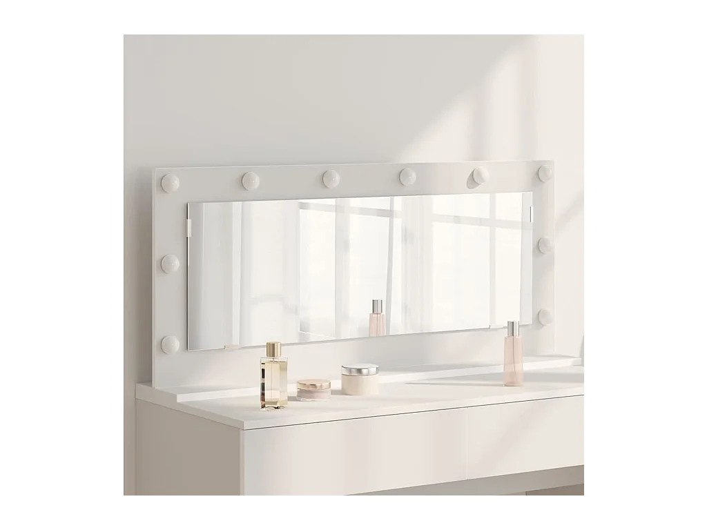 Miroir de vanité avec des lumières à LED Blanc 100 x 45 x 18 cm