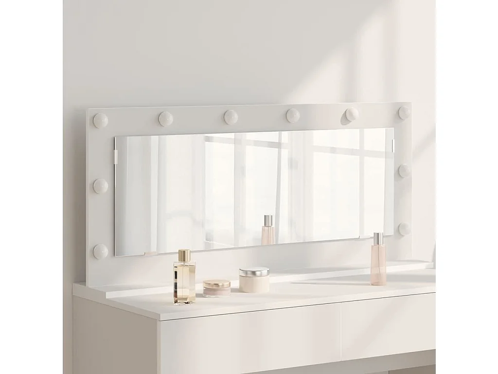 Miroir de vanité avec des lumières à LED Blanc 100 x 45 x 18 cm
