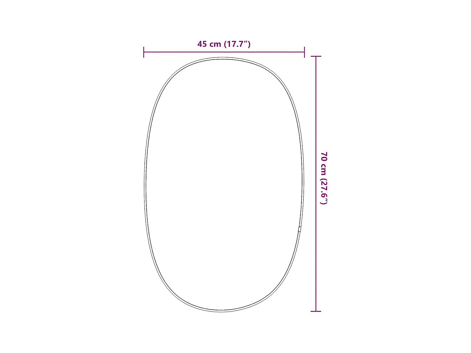 Zilveren wandspiegel 70x45 cm