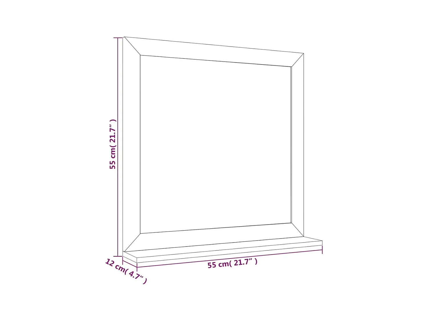 Wandspiegel 55x55 cm Massief notenhout
