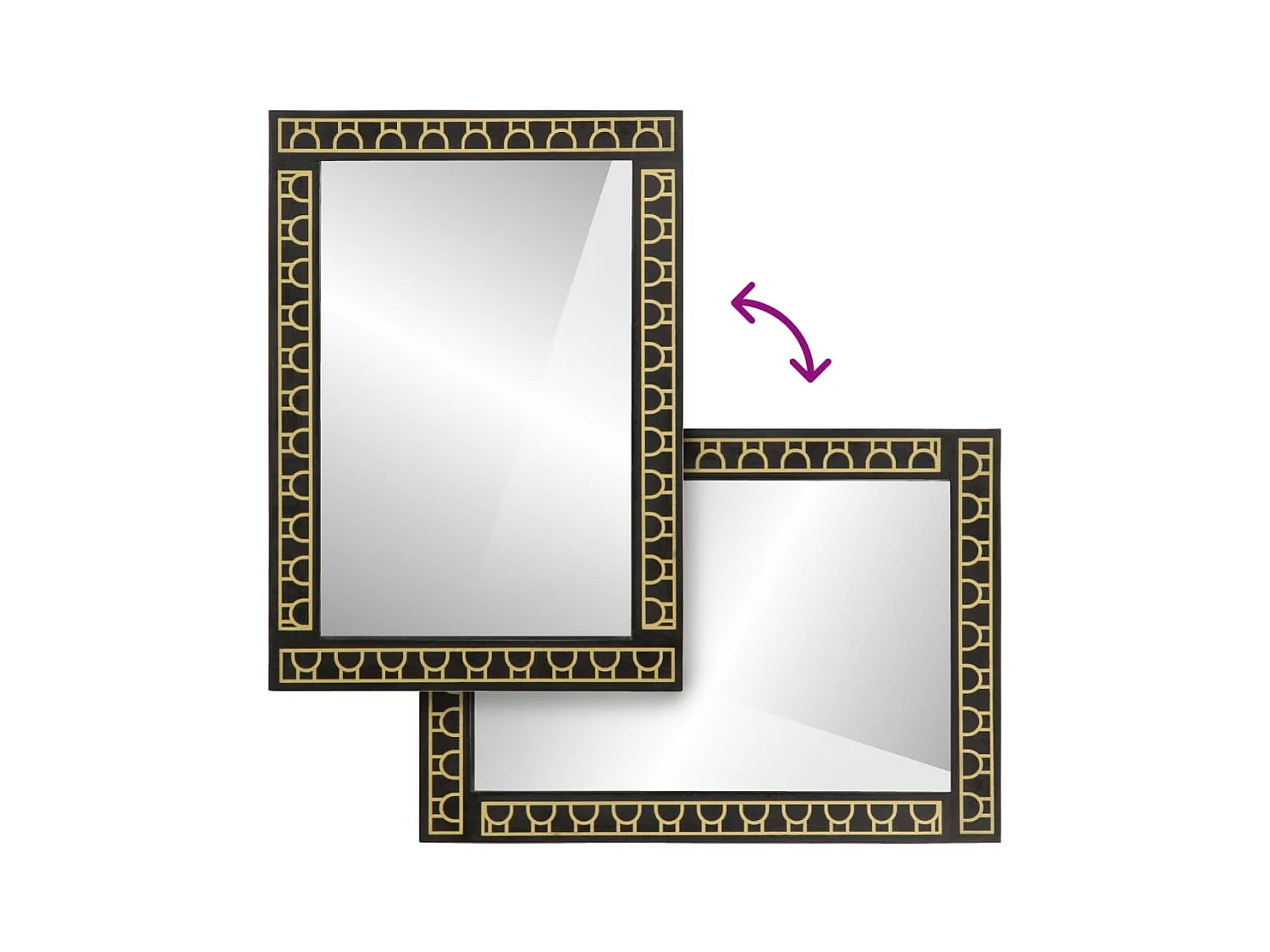 Specchio da bagno 50x70x2,5 cm in legno massello di mango e vetro