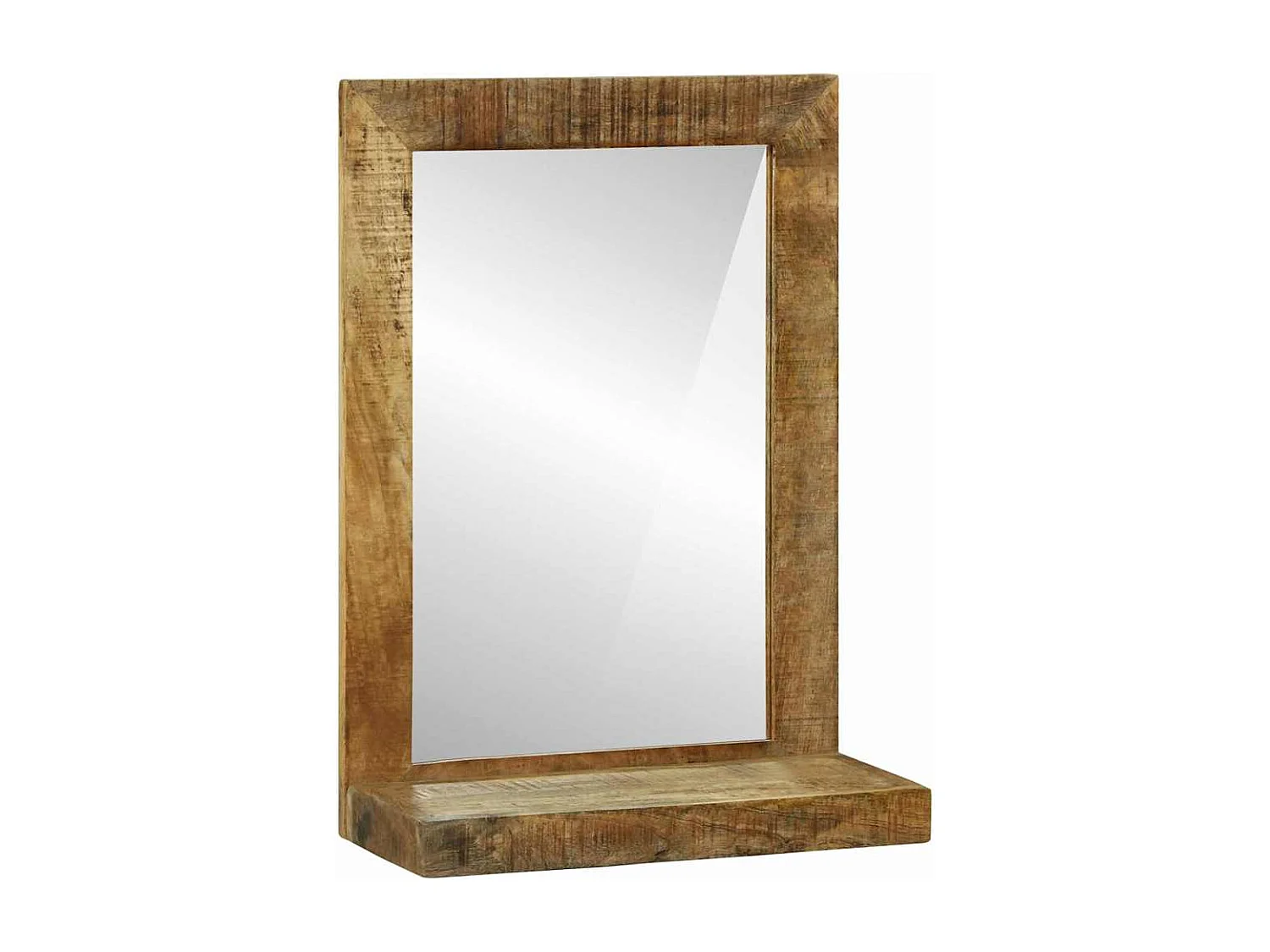 Specchio da bagno in legno massello e grezzo di mango marrone