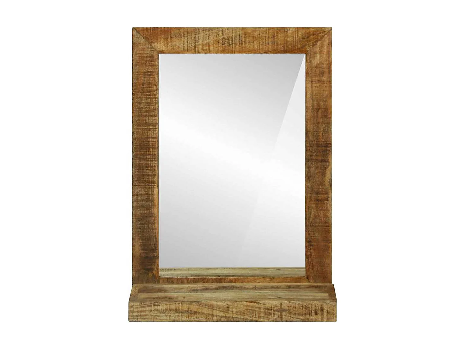 Specchio da bagno in legno massello e grezzo di mango marrone