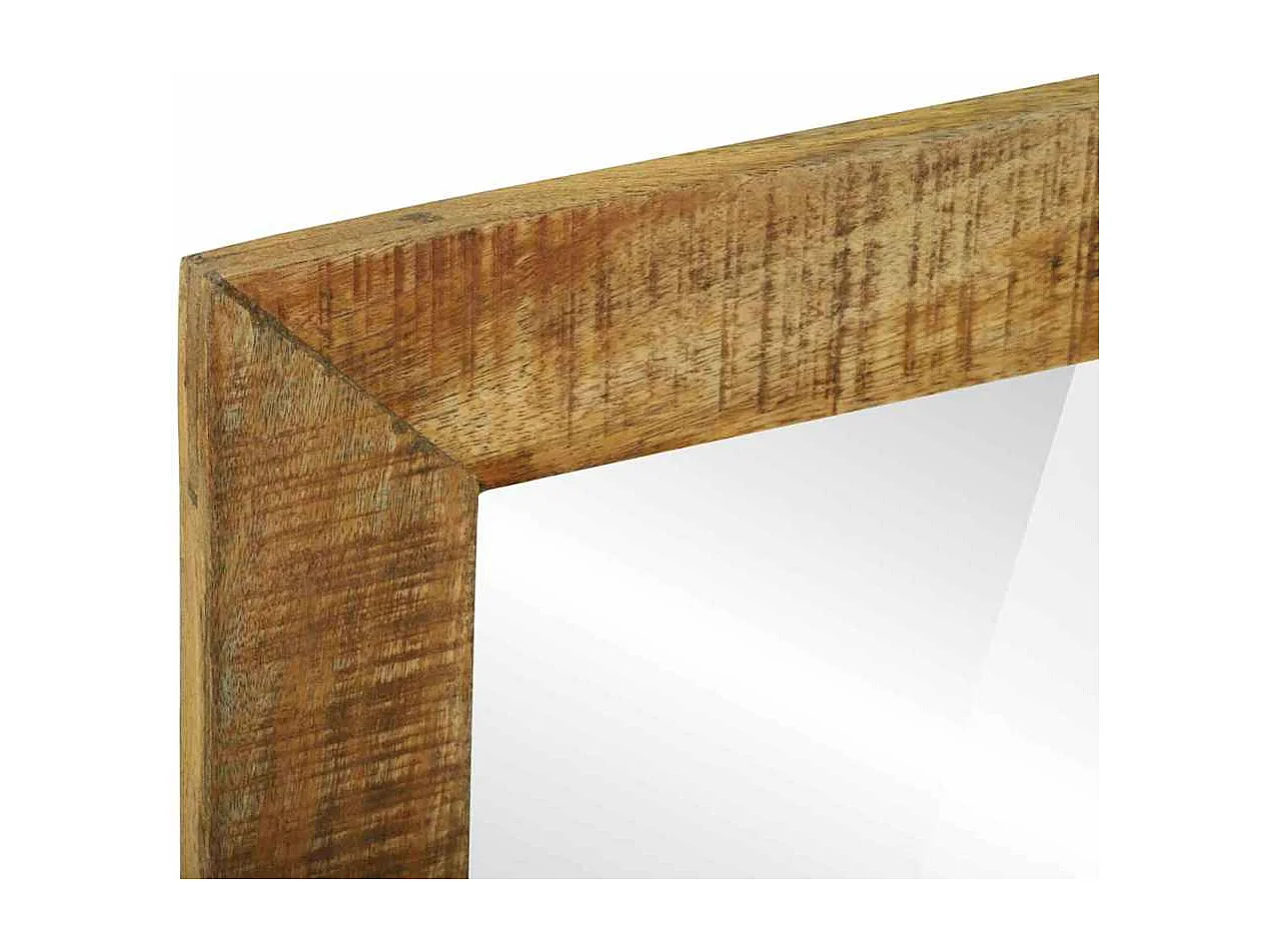 Specchio da bagno in legno massello e grezzo di mango marrone