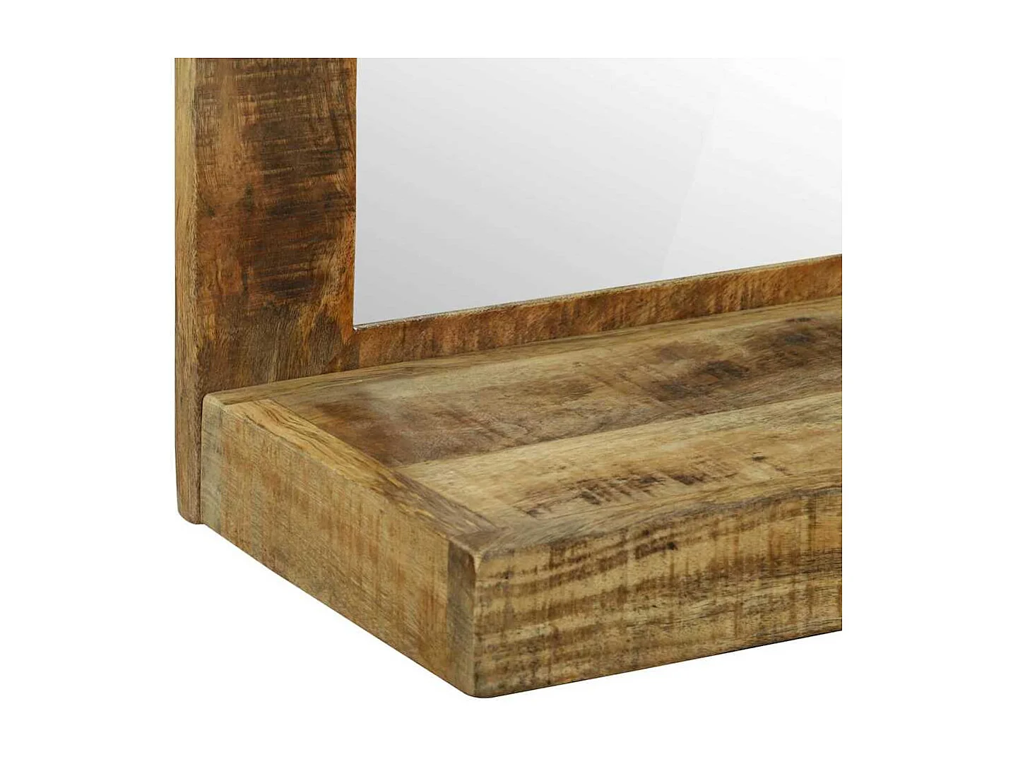 Specchio da bagno in legno massello e grezzo di mango marrone