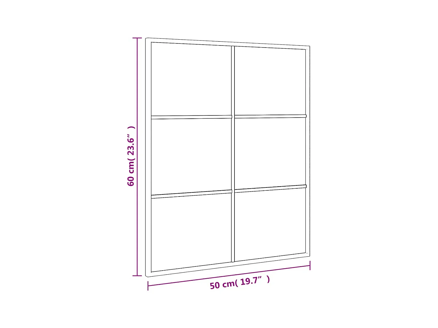 Zwarte wandspiegel 50x60 cm rechthoekig ijzer