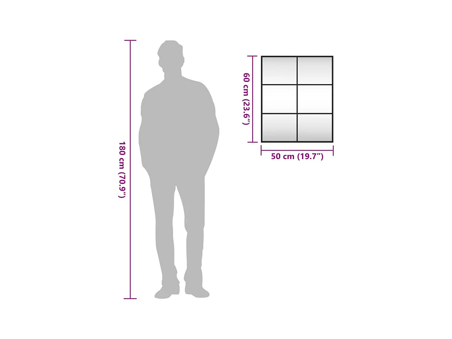 Zwarte wandspiegel 50x60 cm rechthoekig ijzer