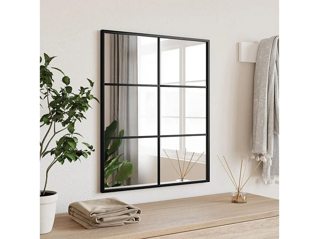 Espejo de pared negro 50x60 cm rectangular hierro