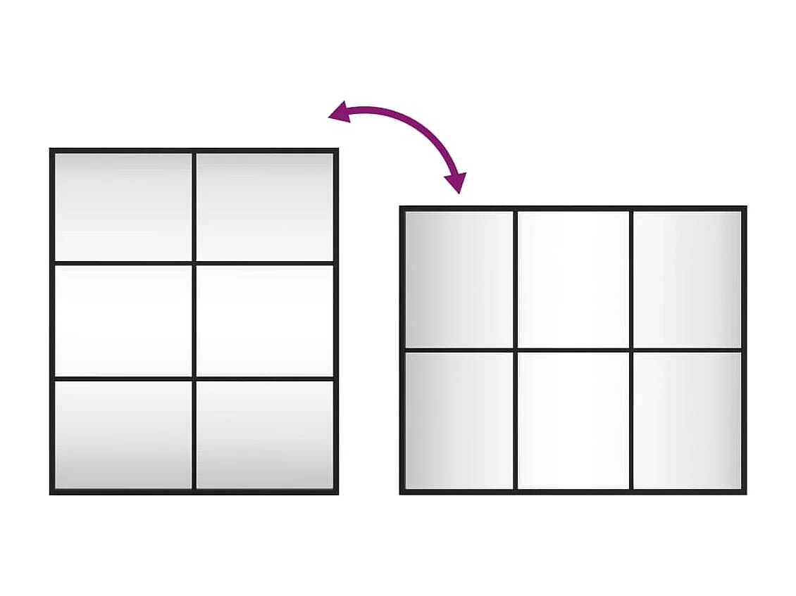 Espejo de pared negro 50x60 cm rectangular hierro