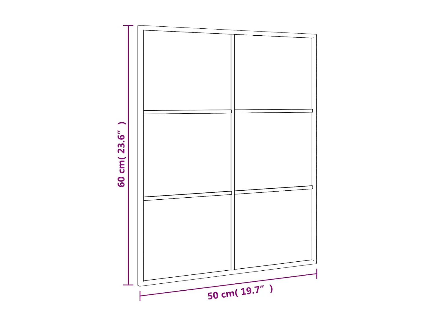 Espejo de pared negro 50x60 cm rectangular hierro