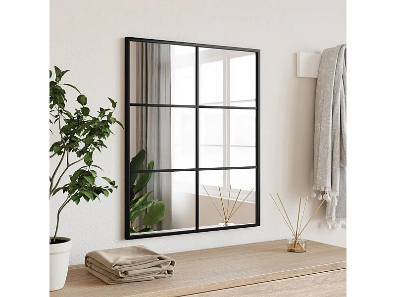 Espejo de pared negro 50x60 cm rectangular hierro