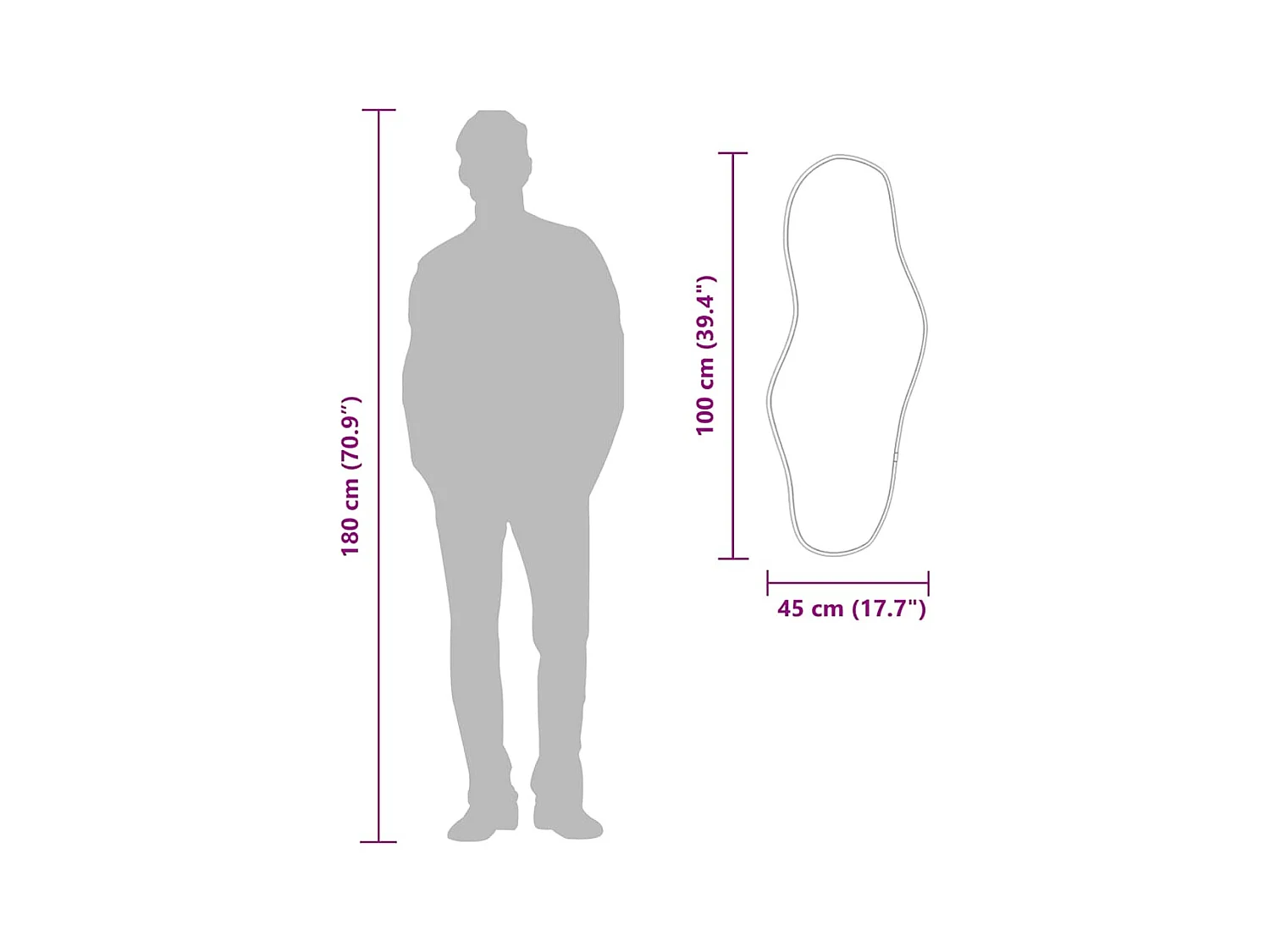 Miroir mural Noir 100x45 cm