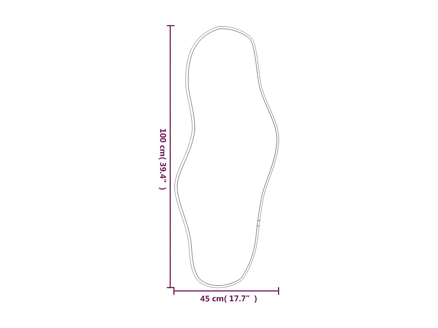 Zwarte wandspiegel 100x45 cm