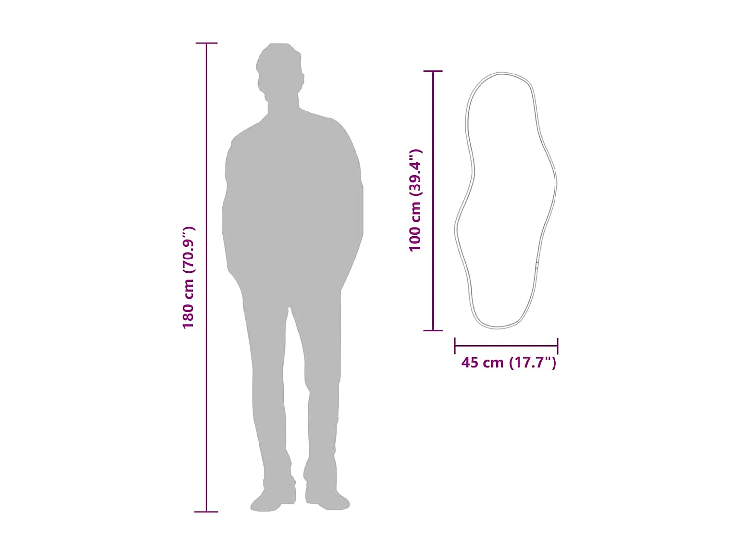 Miroir mural Noir 100x45 cm