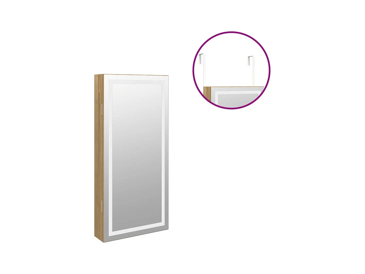 Sieradenkast met spiegel en LED-wandverlichting