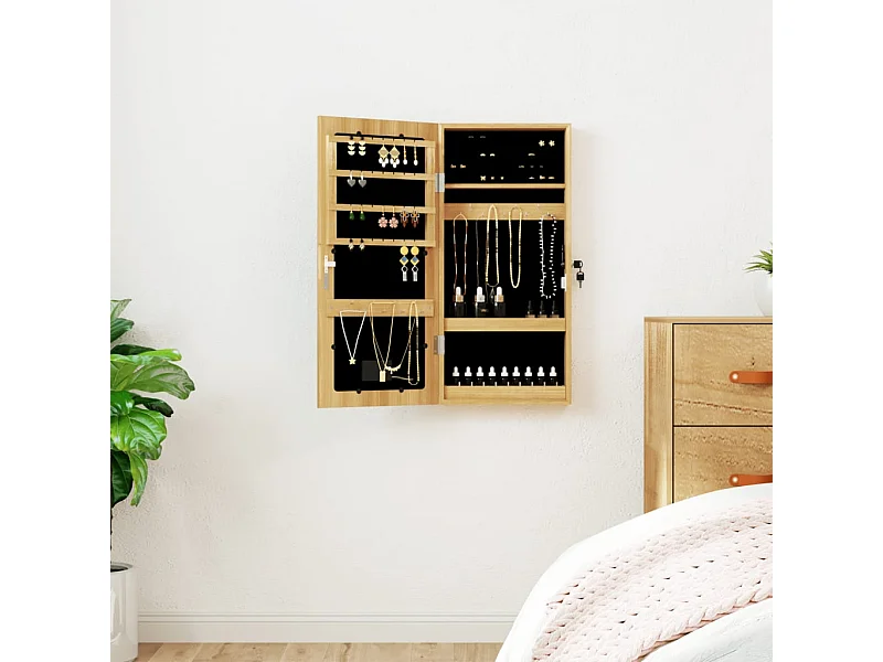 Schmuckschrank mit Spiegel und LED-Wandbeleuchtung