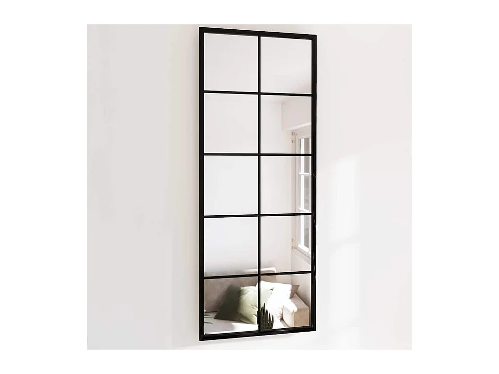 Zwarte wandspiegel 100x40 cm metaal