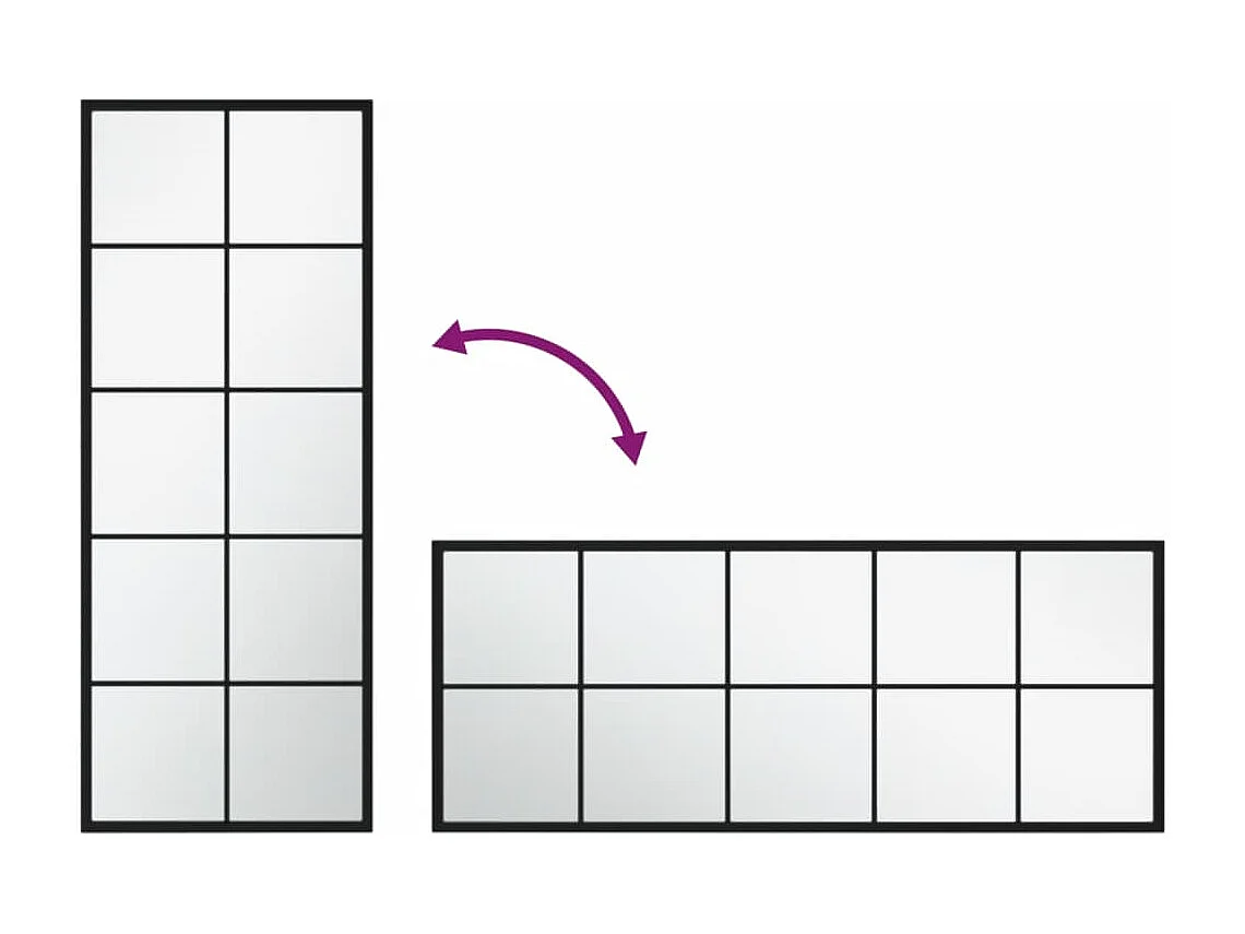 Specchio da parete nero 100x40 cm in metallo