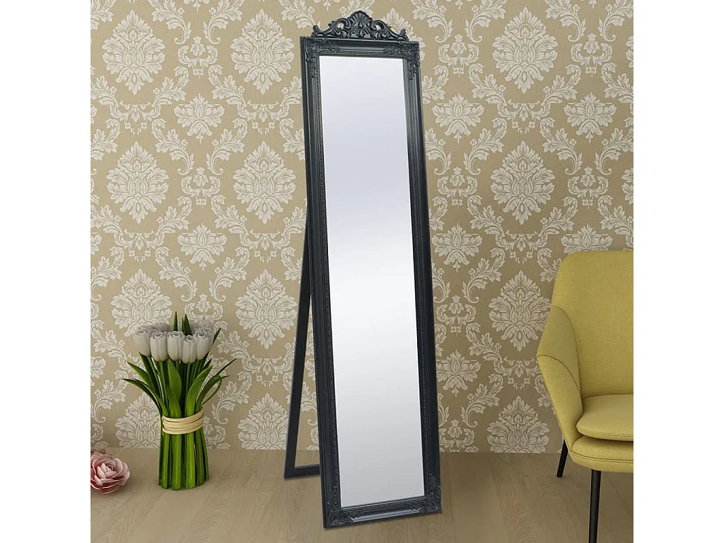 Specchio da terra in stile barocco 160x40 cm Nero
