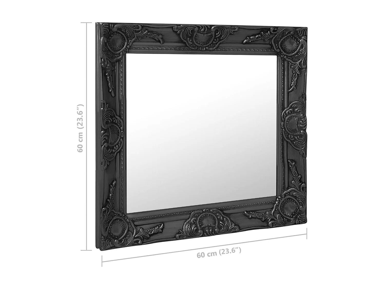 Espejo de pared estilo barroco 60x60 cm negro