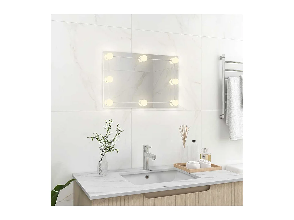 Espejo de pared con lámparas LED Cristal Rectangular